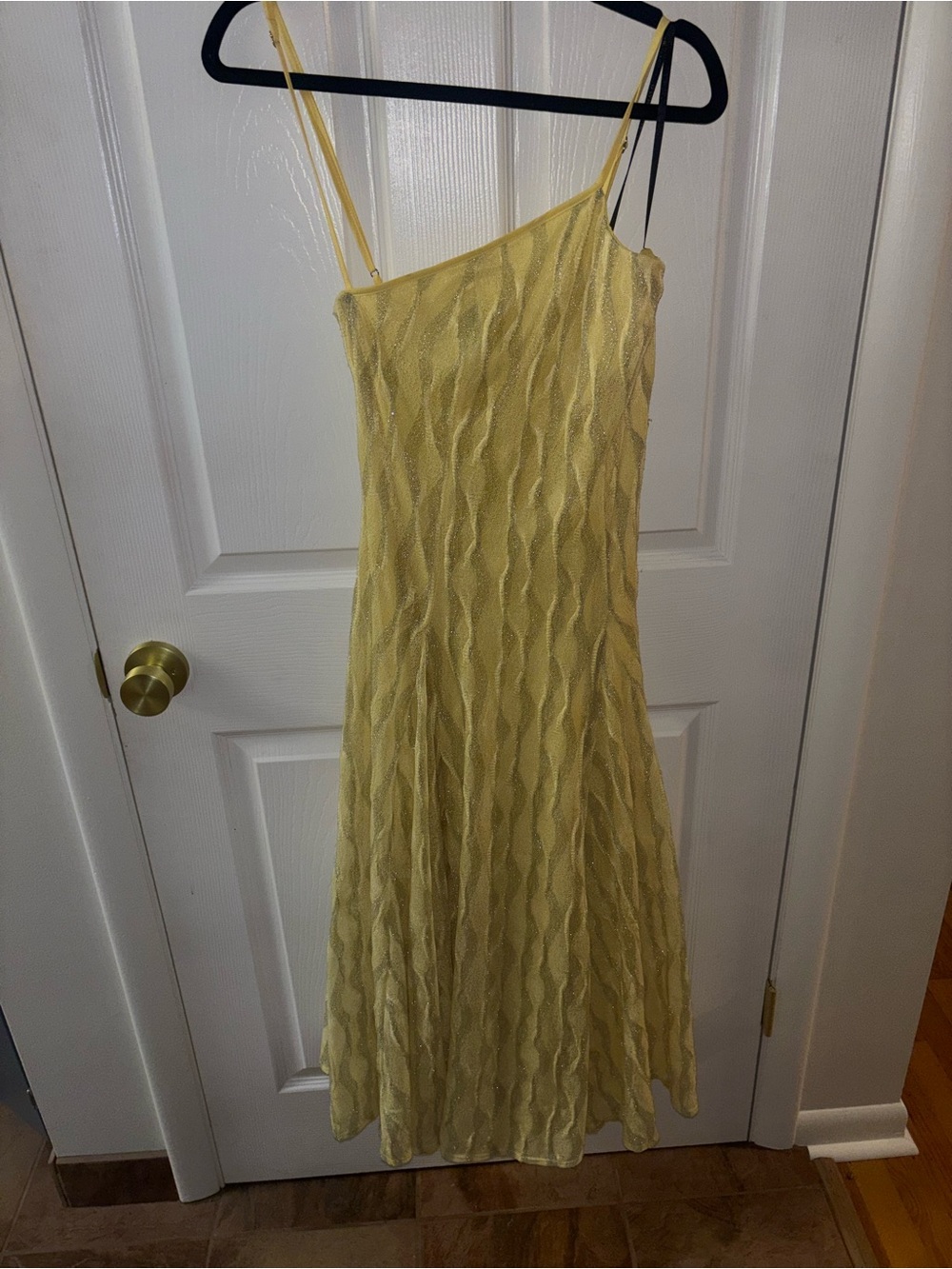 Black Halo Yellow One-Shoulder Midi Dress size L - Picture 12 of 15